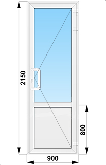 Пластиковые уличные входные двери одностворчатые с глухим низом 900x2150